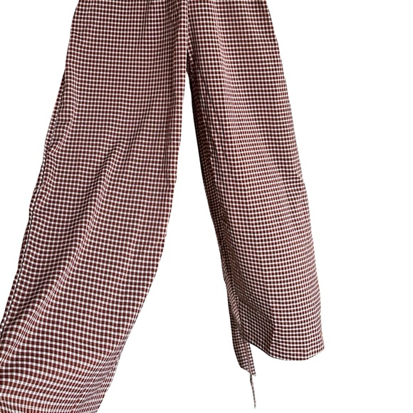 Cider Brown Gingham Plunge V-Neck One Piece Wide Leg Pantsuit Jumpsuit Size XL - Picture 14 of 16